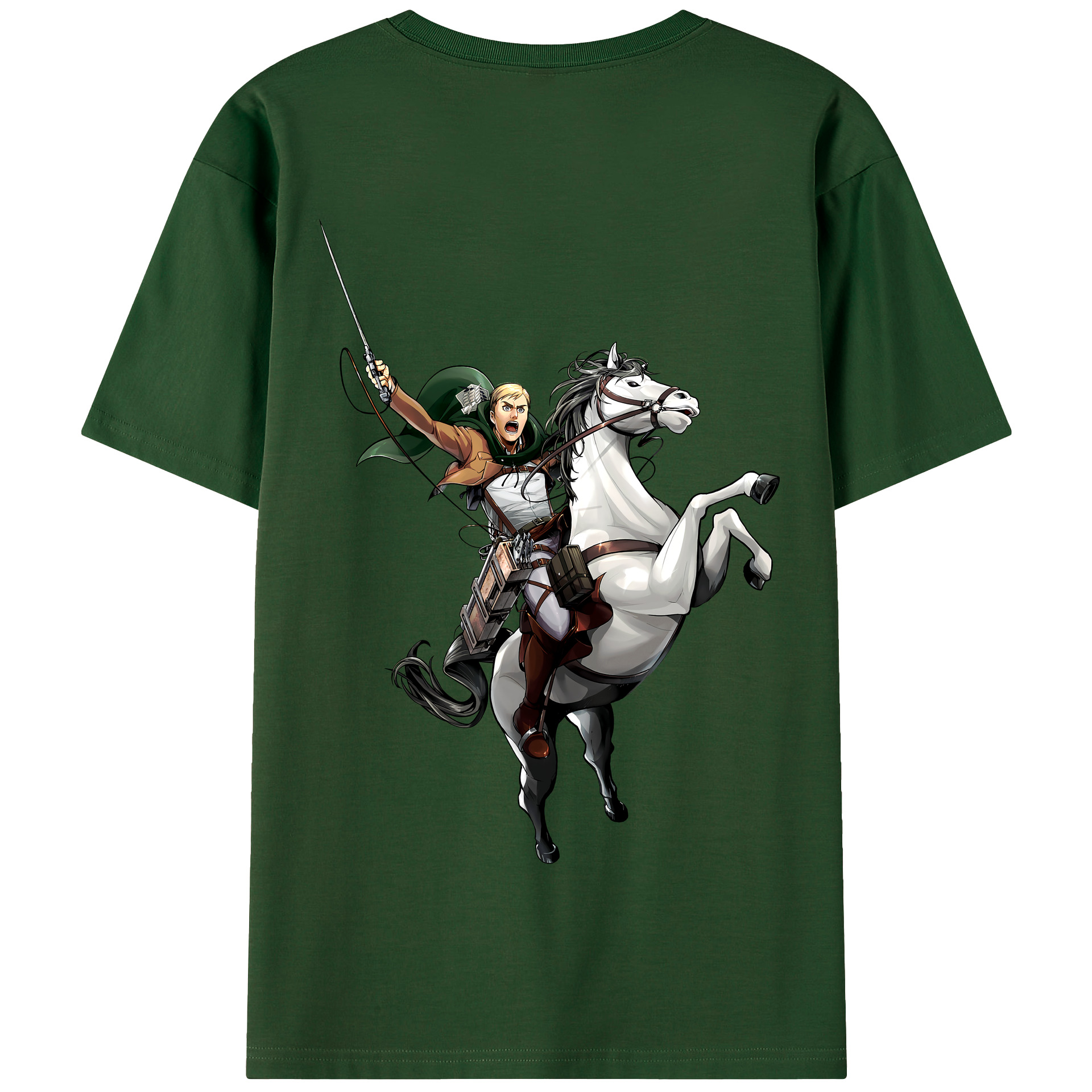 （画像用） 進撃の巨人 エルヴィン・スミス Attack on Titan Erwin Smith 綿100％半袖Tシャツ（背面プリント）